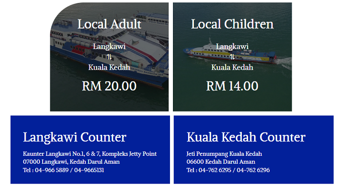 Harga tiket feri dari Jetty Kuala Kedah ke Langkawi