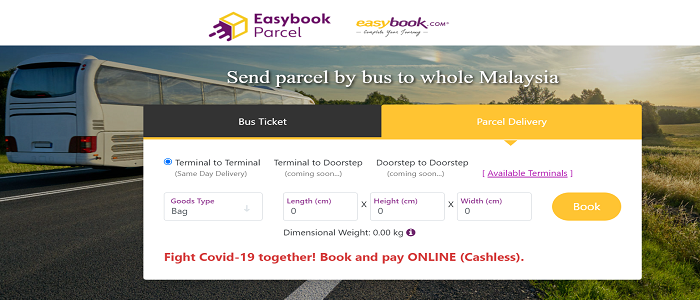 Penghantaran bungkusan (parcel delivery) guna bas oleh easybook.com