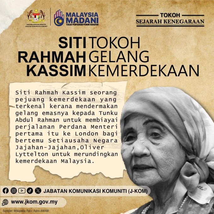 Tokoh Gelang Kemerdekaan Siti Rahmah Kassim