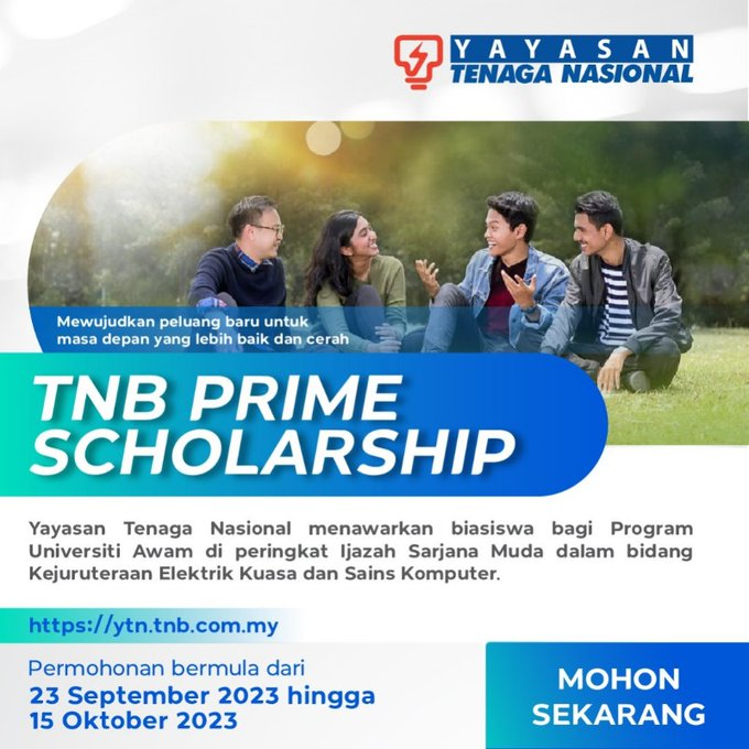 Permohonan biasiswa TNB Prime Scholarship dari Yayasan Tenaga Nasional online