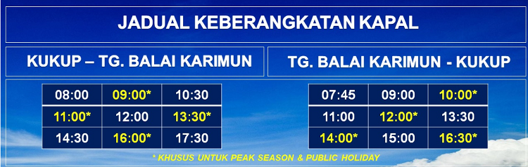Jadual ferry dari Kukup Pontian Johor ke Tanjung Balai Karimun