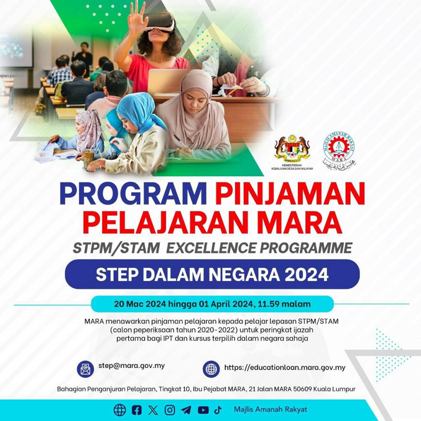 Pinjaman pelajaran MARA STPM/STAM 2024
