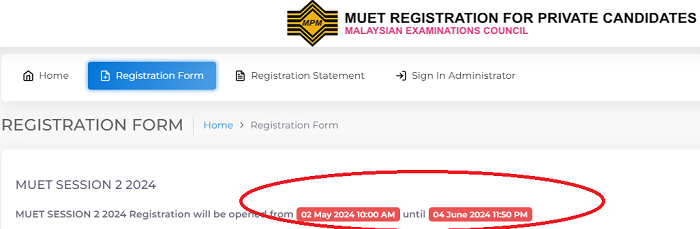 Pendaftaran MUET 2024 untuk Sesi Ke-2 